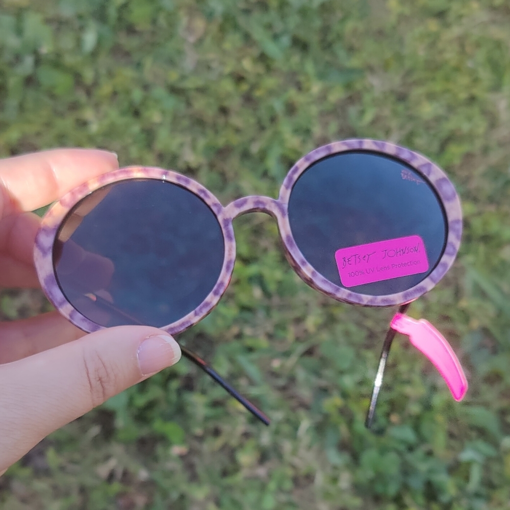 Betsey Johnson Pink and Black Round Sunglasses